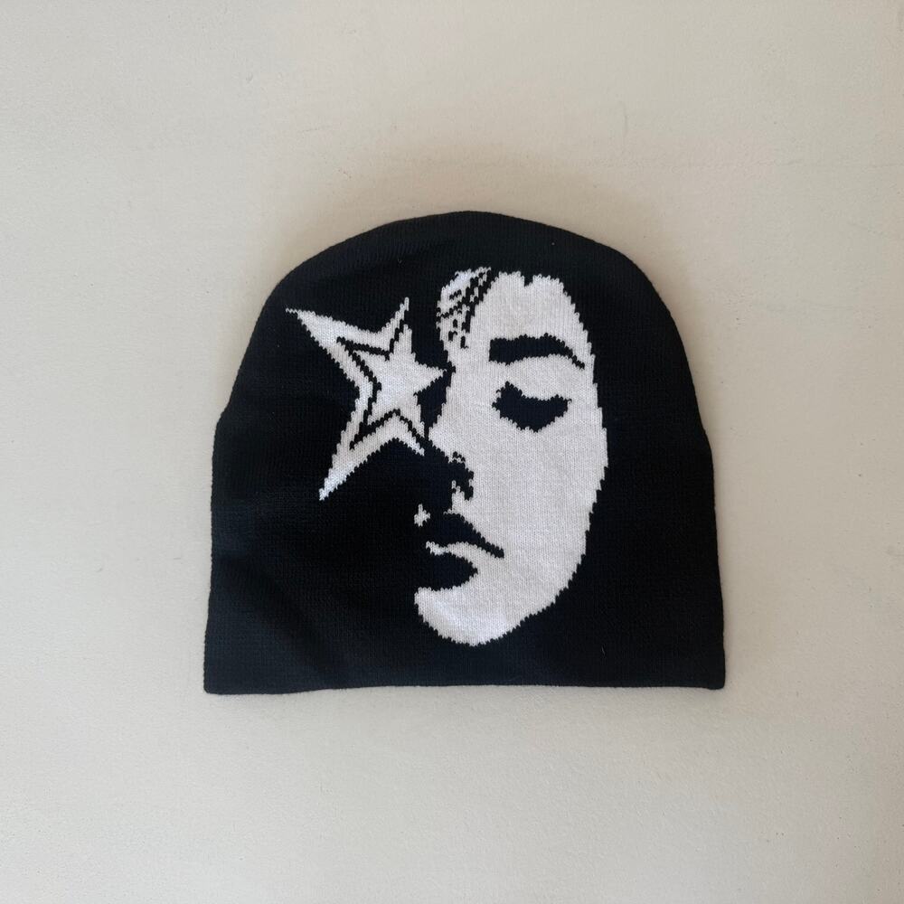 grunge gothic punk star face beanie